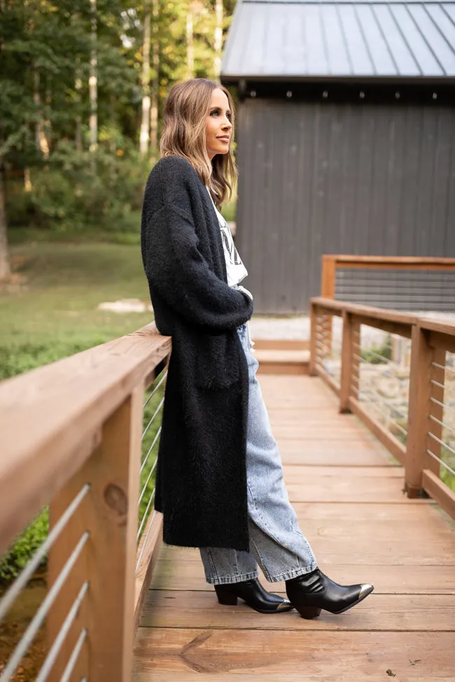 Laken Solid Black Sweater Coat Emily Fauver X Pink Lily City Layer Style