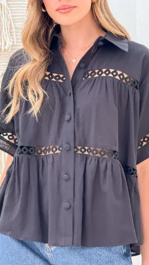 Chic Accessory Azaria Button Up Shirt - Black