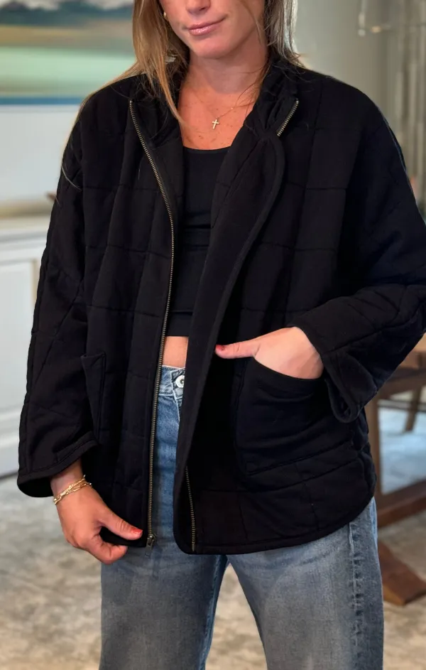 FoldableStructure Mockneck Straight Sleeve Jacket