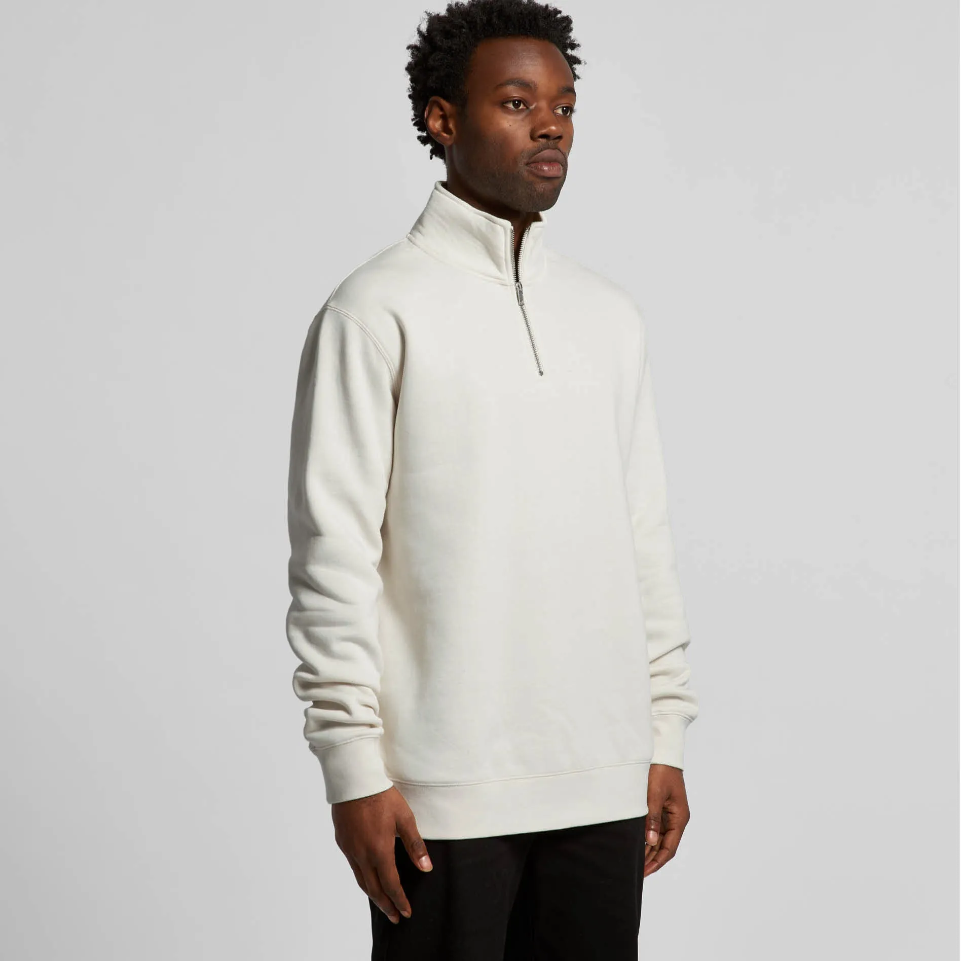 Flexible Cuff Soft Outfit Stencil Half Zip Crew | NAVY