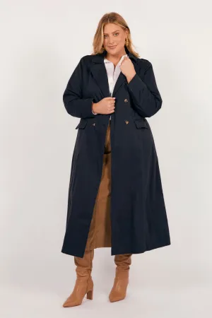 Heat Reflective Layer Light Reflective Hailey Trench Coat in Navy
