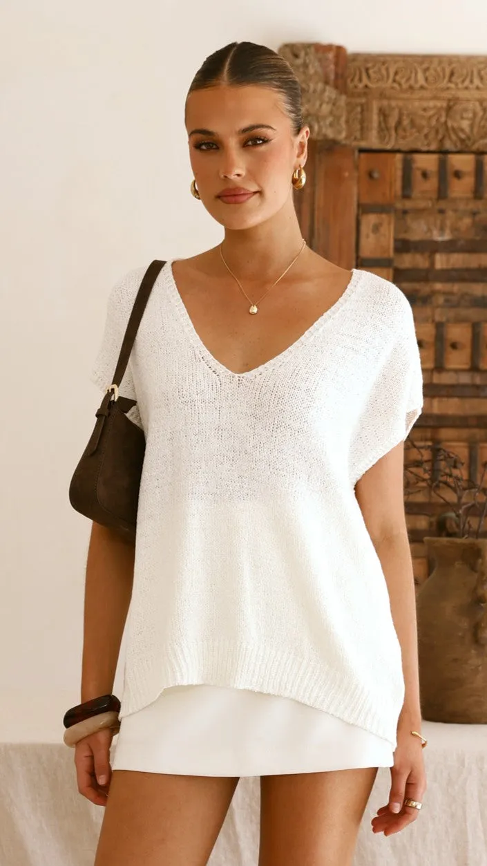 Stelaria Knit Top - White TearResistant Material Vital Core