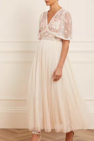 Ribbon Bouquet Bodice Ankle Gown Evening Look