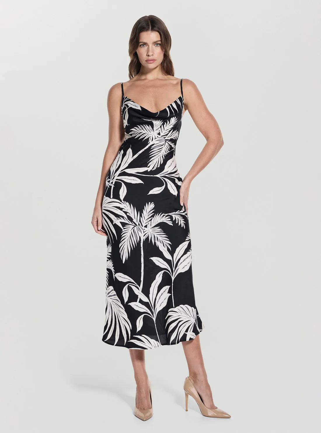 Eco Black Print New Akilina Midi Dress Fresh Texture