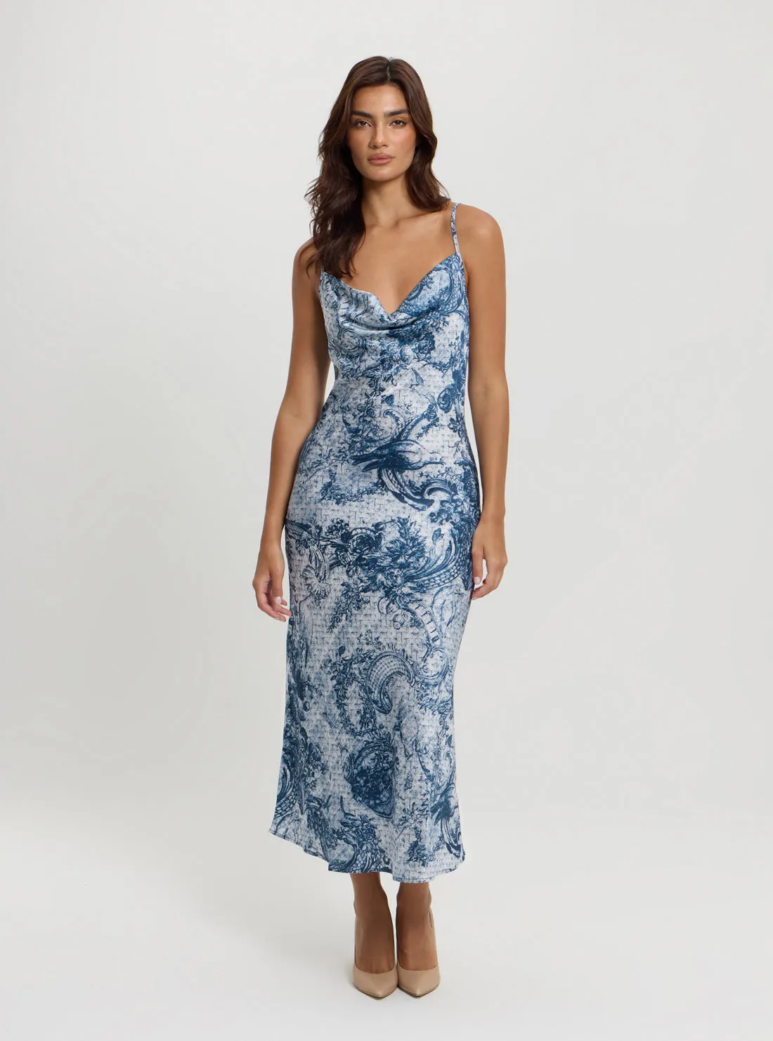 Kind Glow Flowy Layers Eco Blue Print Akilina Maxi Dress