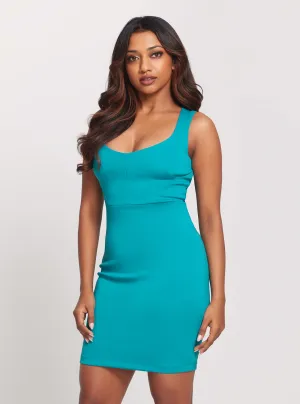 All Layer Subtle Glow Eco Blue Short Sleeve Rae Mini Dress