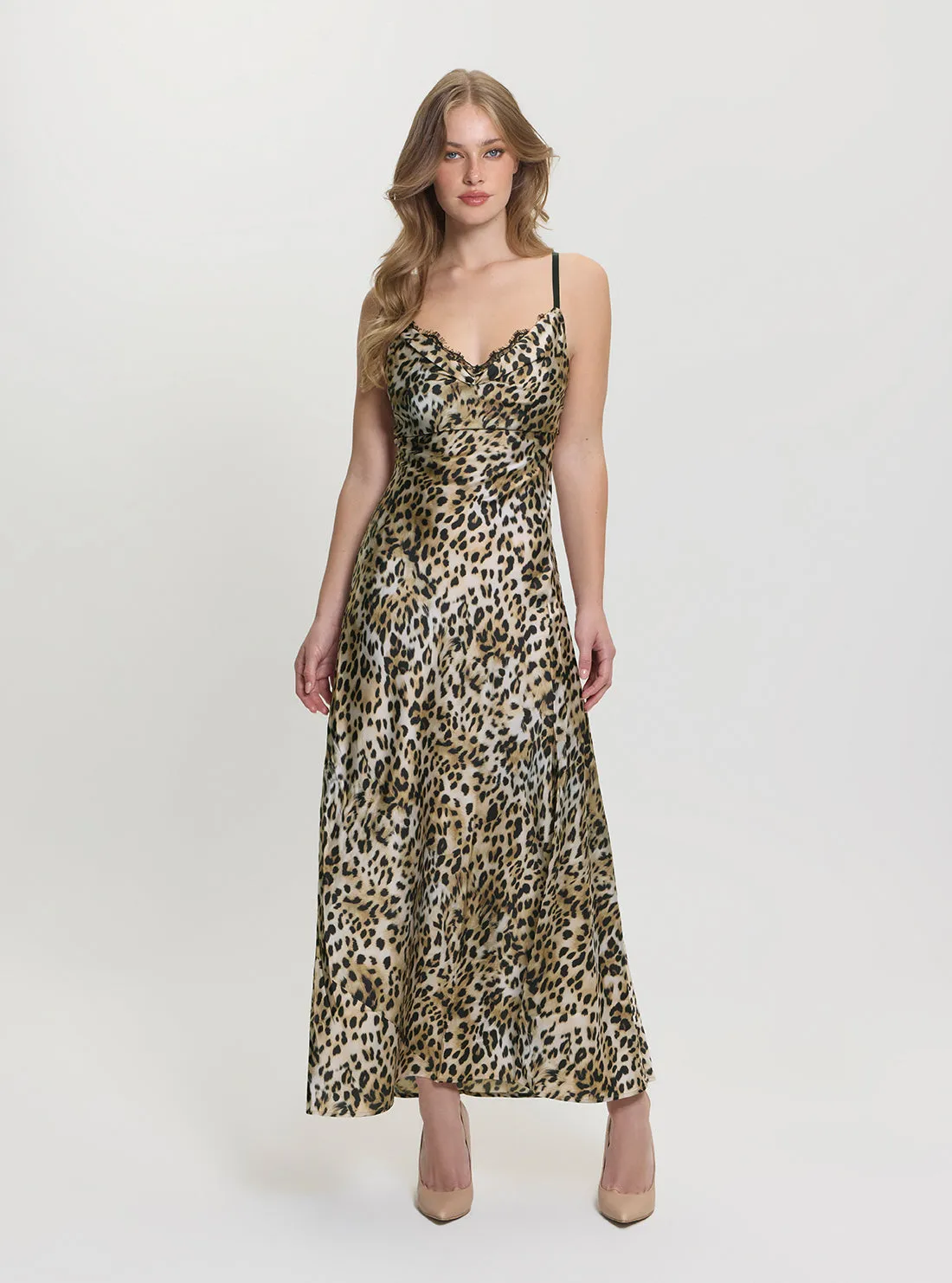 Sleek Feel Eco Brown Adele Lace Maxi Dress