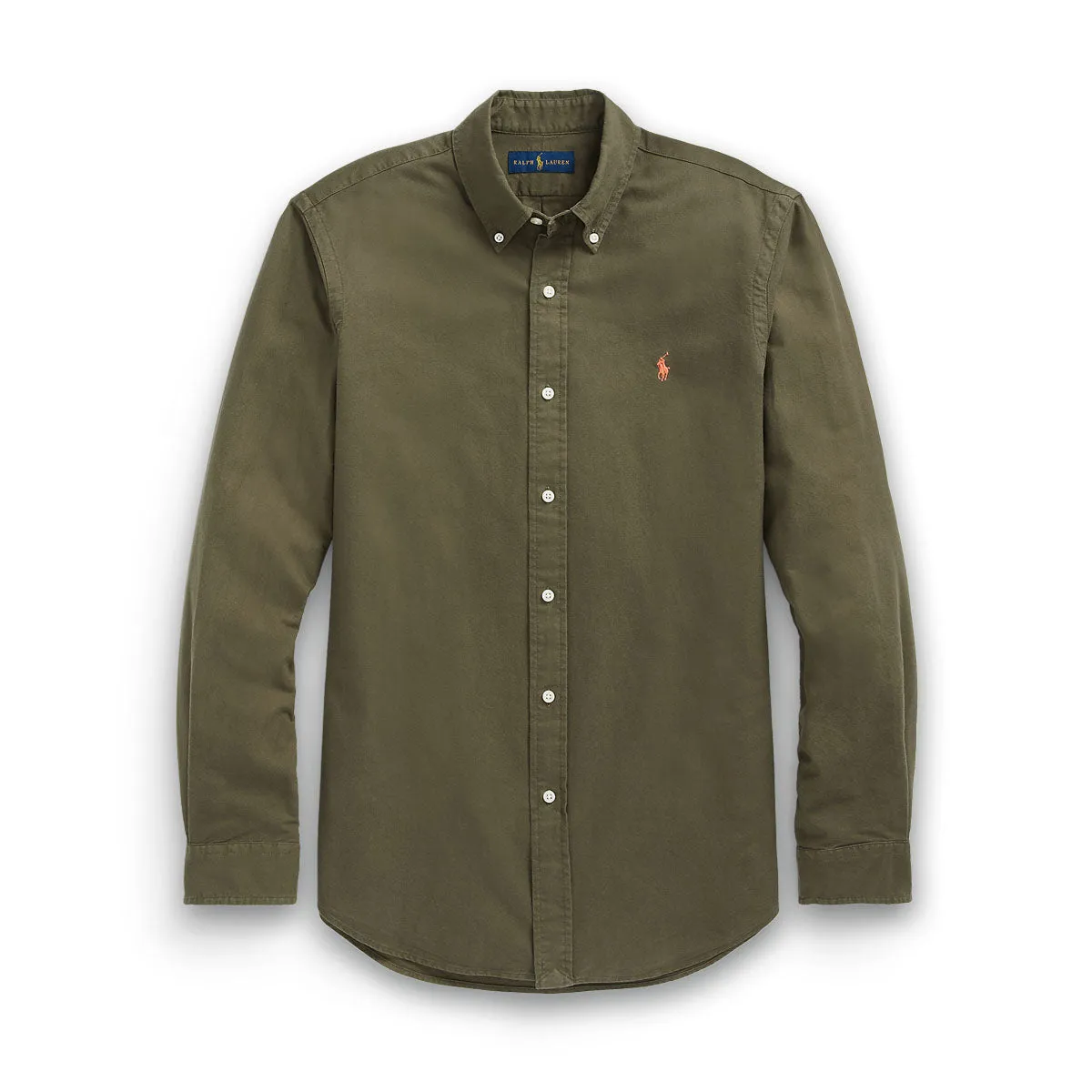 Ultra Soft Texture StretchFabric Polo Ralph Lauren - Slim Fit Long Sleeve Sport Shirt in Khaki
