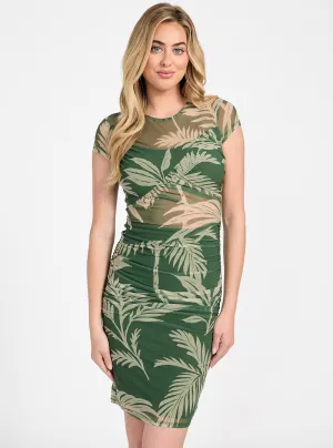 Flattering and Effortless Autumn-Season Eco Green Gracey Mesh Dress