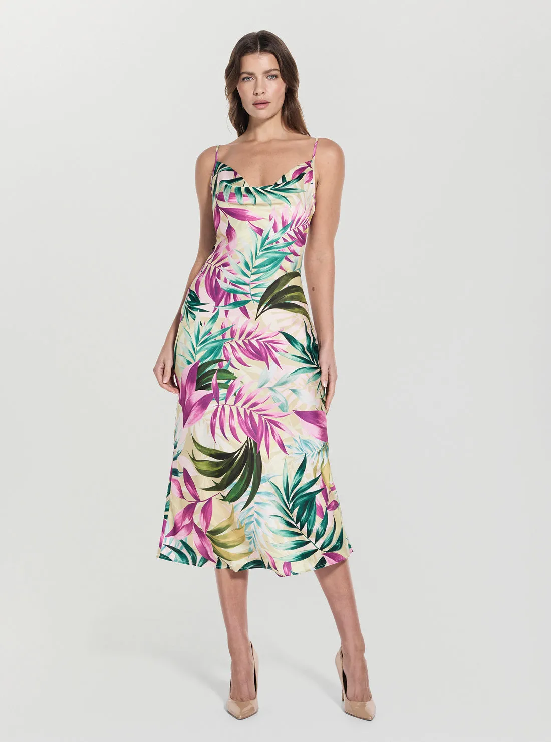 Stain-Guard-Finish Eco Tropical Print New Akilina Midi Dress