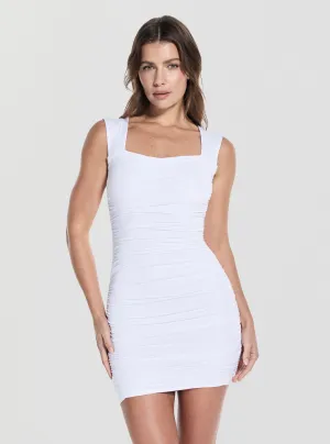 Eco White Nathaly Mini Dress Trend-Inspired Side Tie