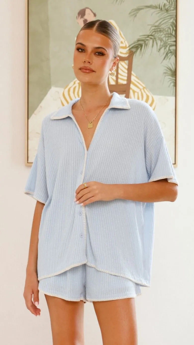 Eden Knit Top and Shorts Set - Blue CompressionEnhanced Fit Summer Skirt