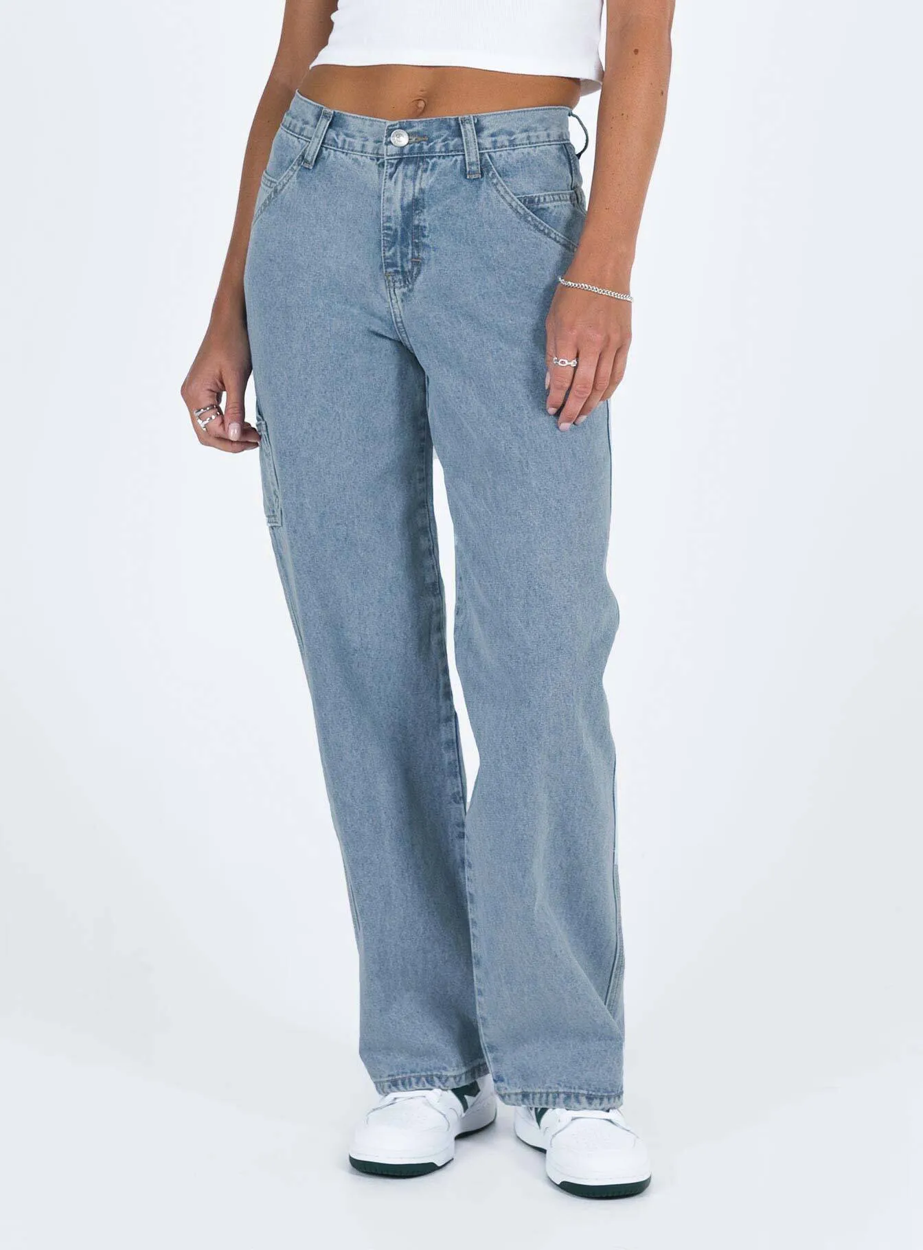 Tami Cargo Jeans Mid Wash Denim Core Style Day Ready