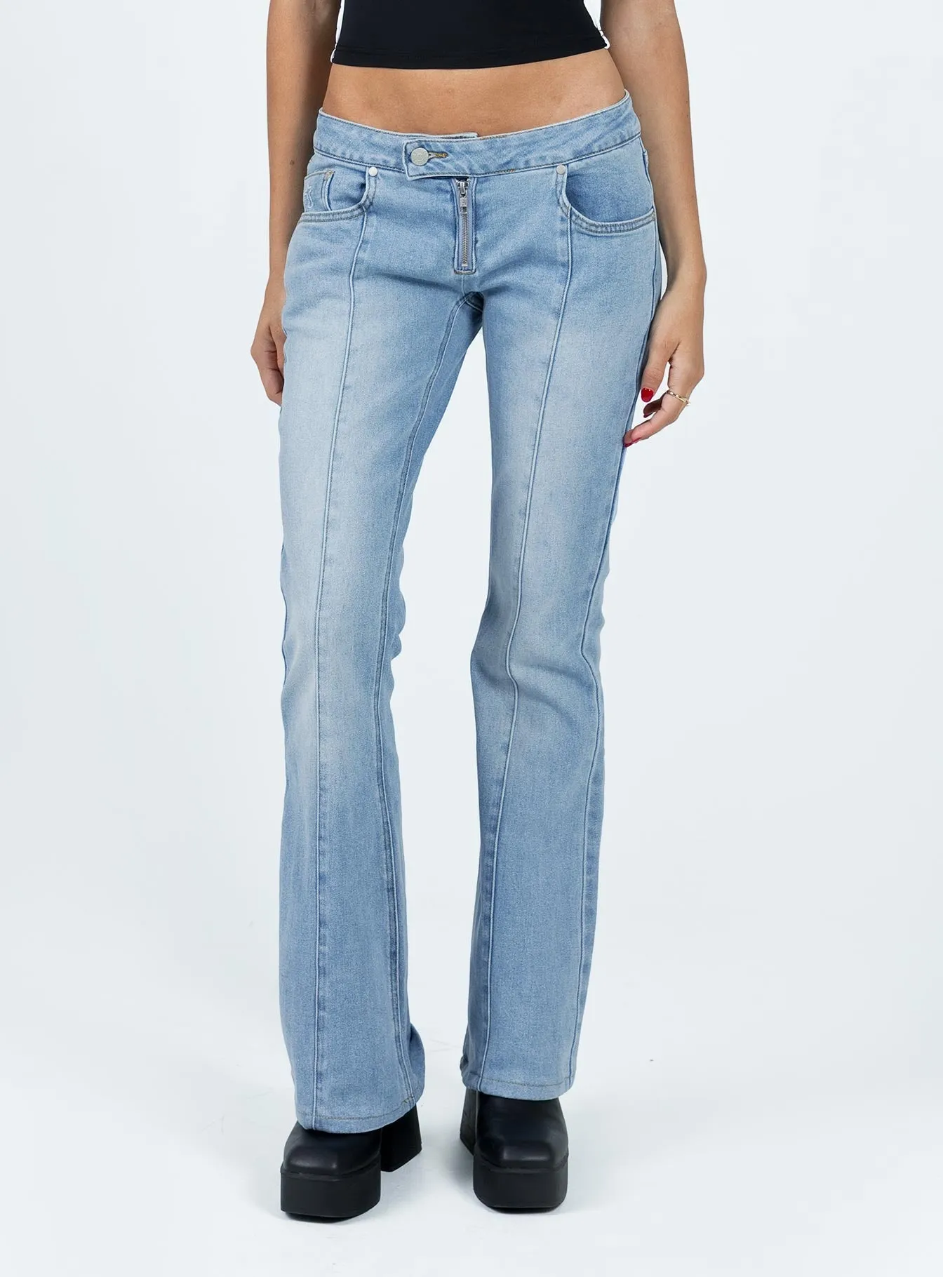 Abrasion Resistant Fabric The Ragged Priest Low Roder Jean Light Blue Bootcut