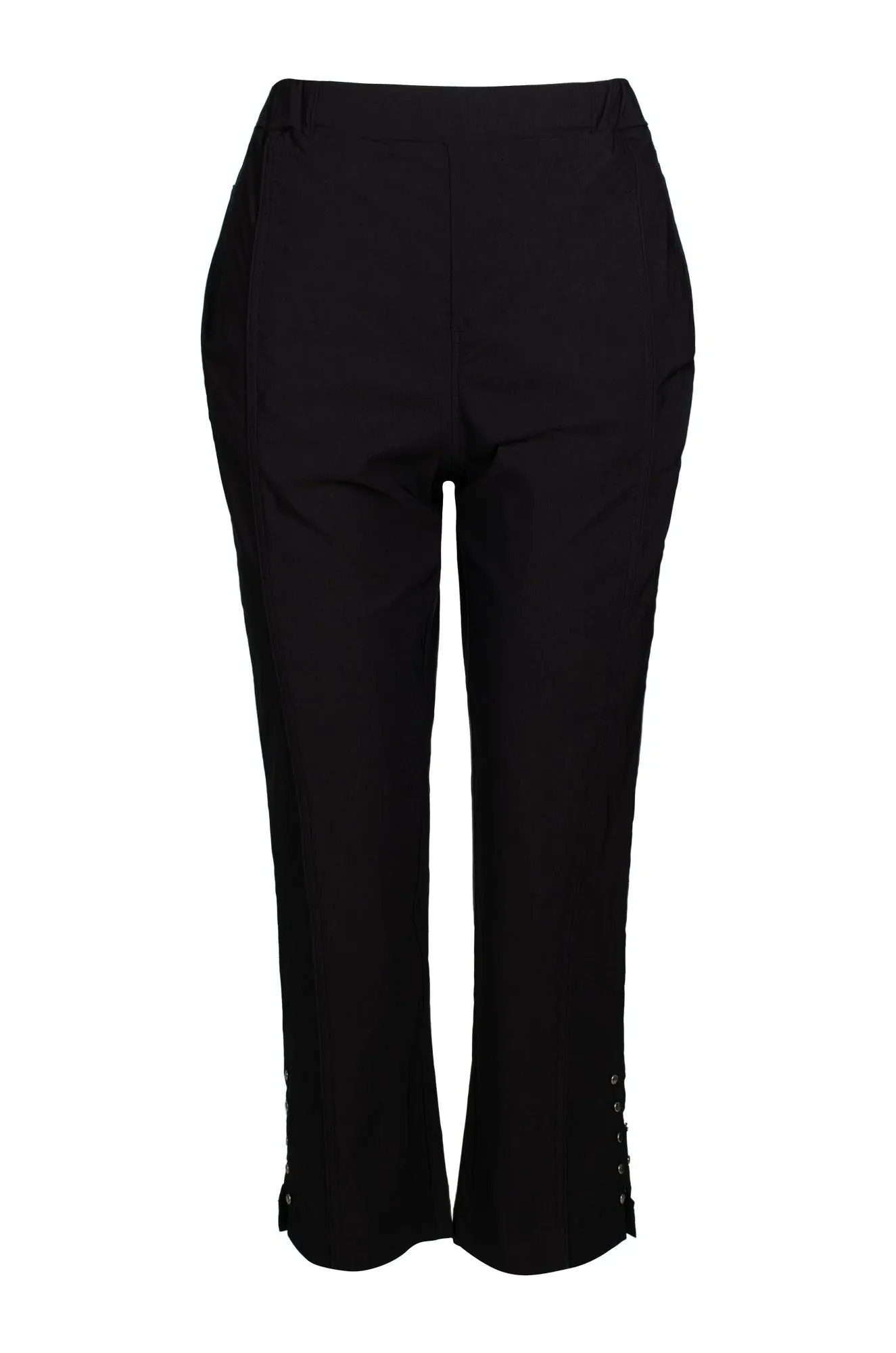 Micro Stretch Mid Calf Pants | Black | 2163C1 Hidden Zip Pockets Daily Style