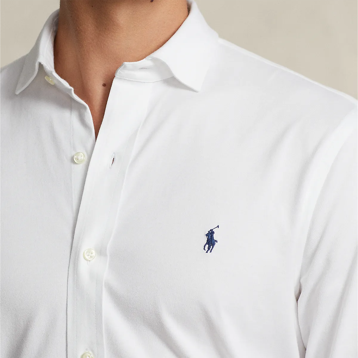 Ralph Lauren - Classic Jersey Shirt in White Sleek Waistband