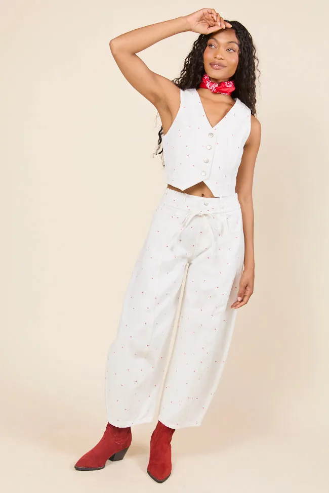 Relaxed Fit Structure Eileen Bow Printed Denim Vest