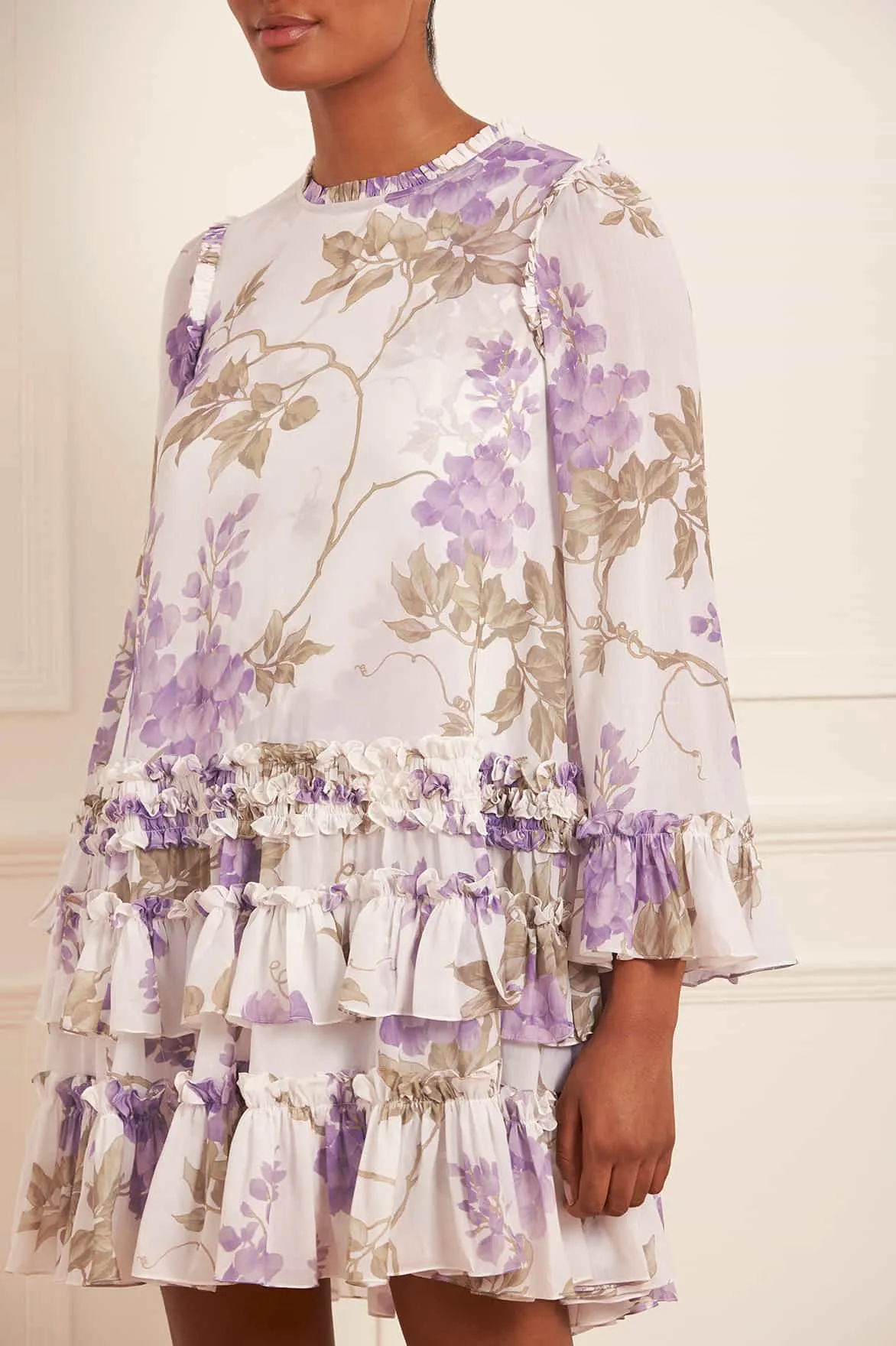 Everyday Look Wisteria Chiffon Round Neck Mini Dress