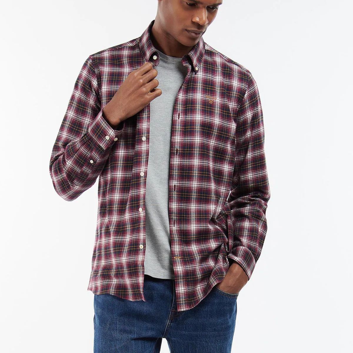 Barbour - Portland Tailored Fit Shirt in Port Modern Fit Sporty Stretch Fit
