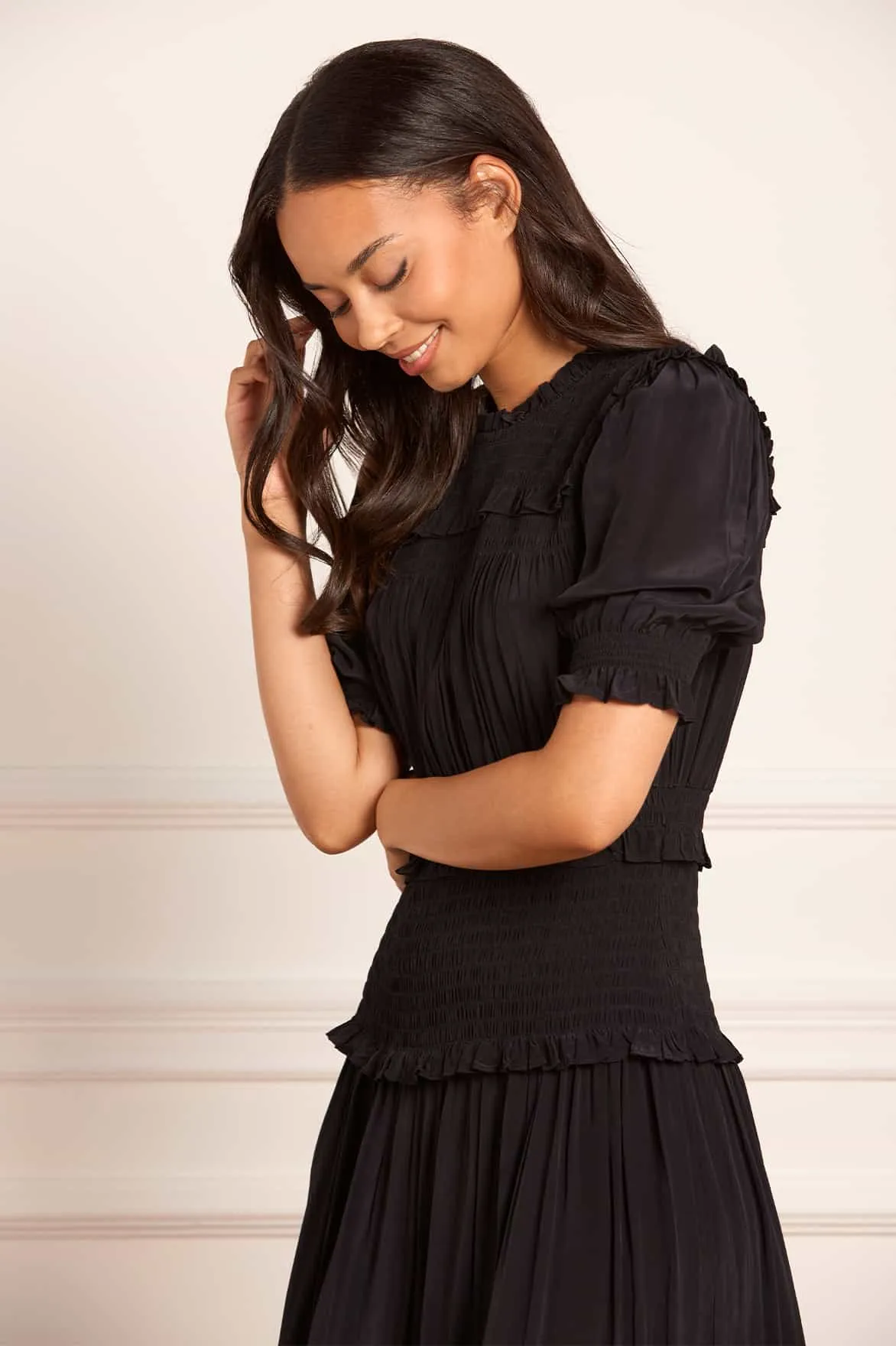 Emilia Crepe Ballerina Dress Tailored Elegance Easy Wrap