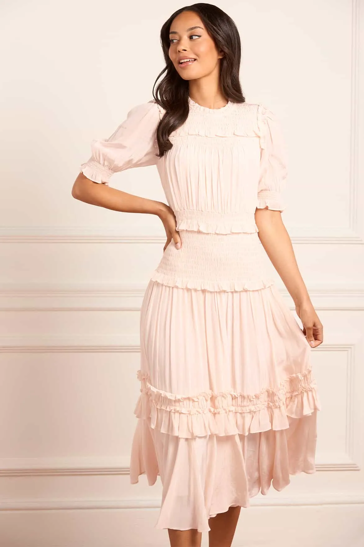 Emilia Crepe Ballerina Dress Unique Print Texture Edge