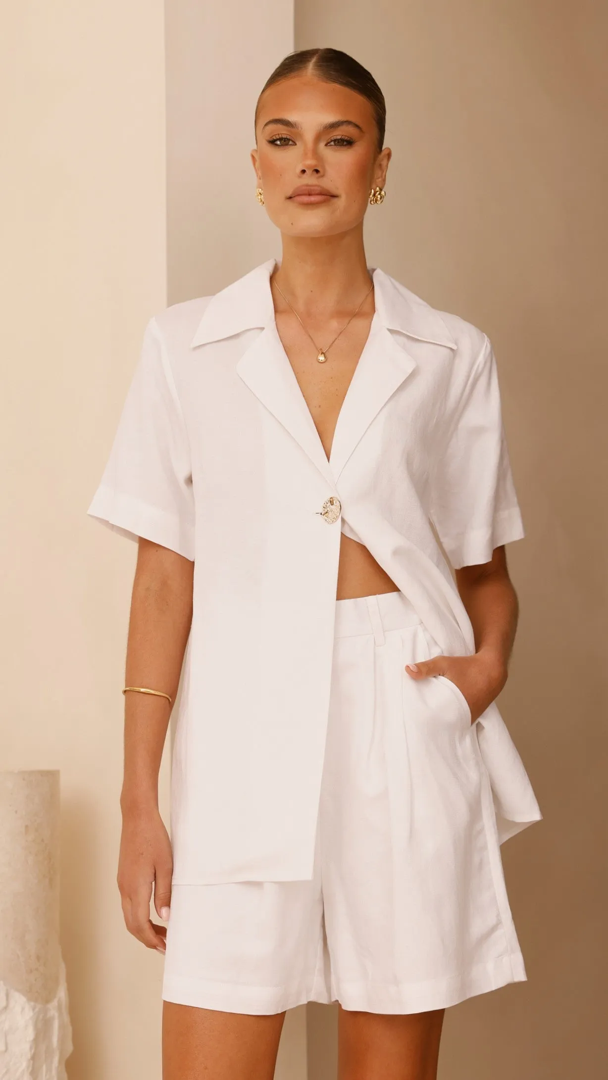 Emmaline Button Shirt - White Gentle Breeze