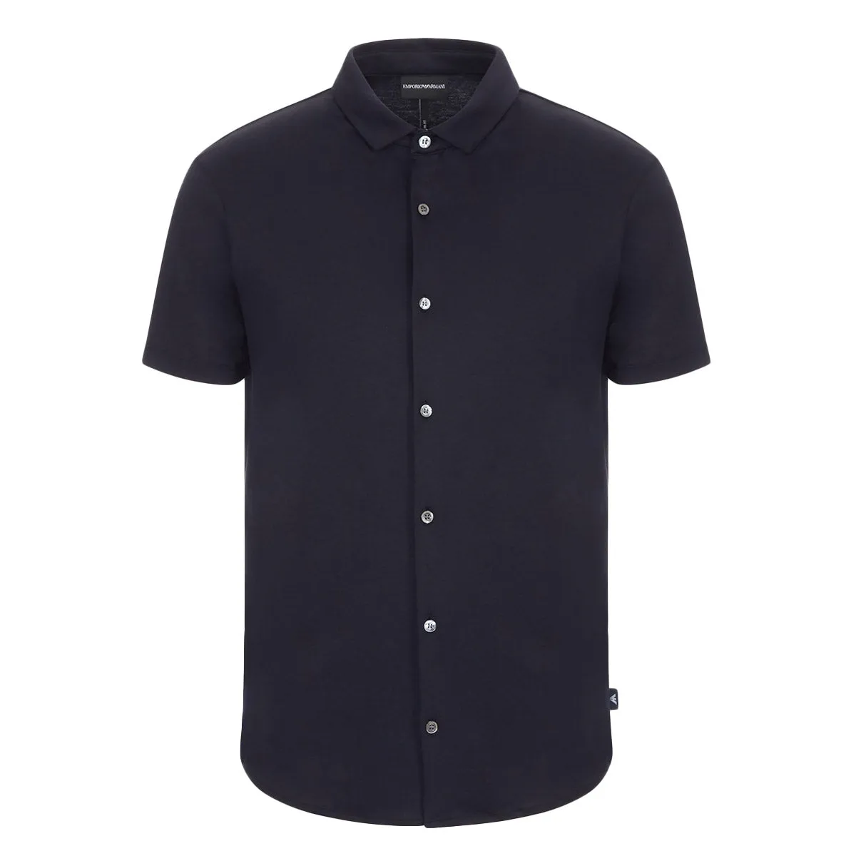 Emporio Armani - Short Sleeve Jersey Cotton Shirt in Navy Comfortable And Trendy Breezy Comfort