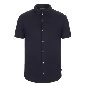 Emporio Armani - Short Sleeve Jersey Cotton Shirt in Navy Comfortable And Trendy Breezy Comfort