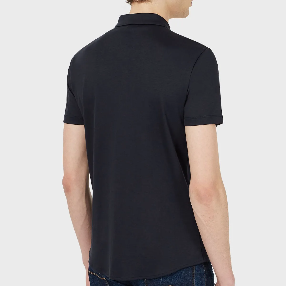 Emporio Armani - Short Sleeve Jersey Cotton Shirt in Navy Casual Chic Look
