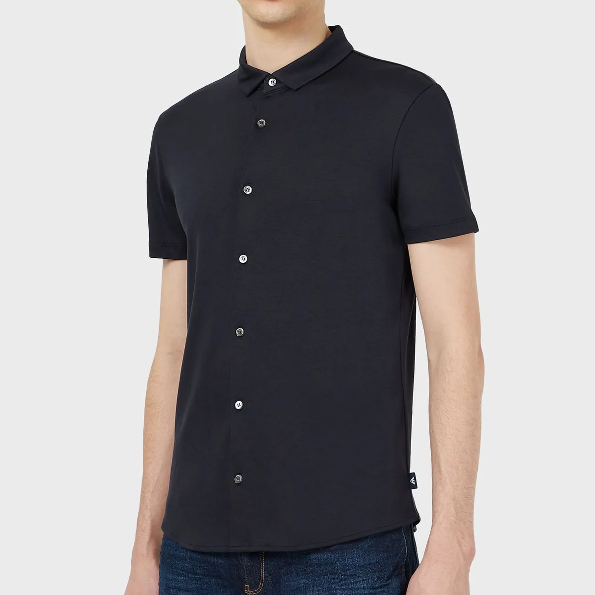 Emporio Armani - Short Sleeve Jersey Cotton Shirt in Navy Daily Comfort
