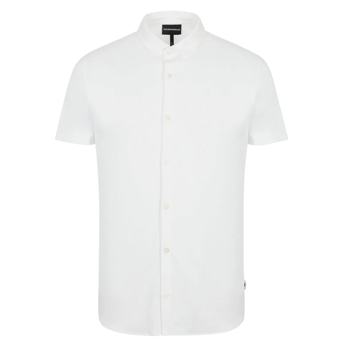 Emporio Armani - Short Sleeve Jersey Cotton Shirt in White crew neck Street Casual
