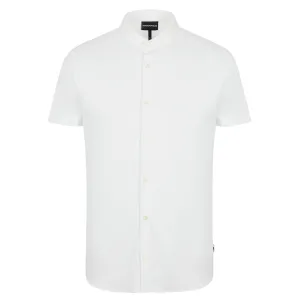 Emporio Armani - Short Sleeve Jersey Cotton Shirt in White crew neck Street Casual