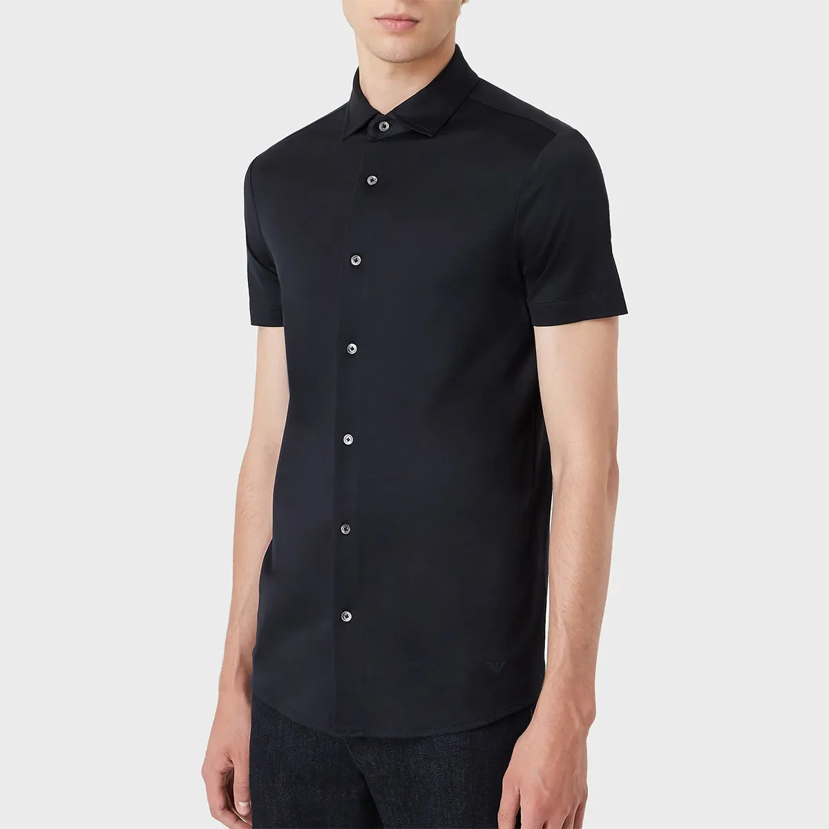 Emporio Armani - SS Jersey Blend Shirt in Navy Comfy Casual Wear Soft Layer