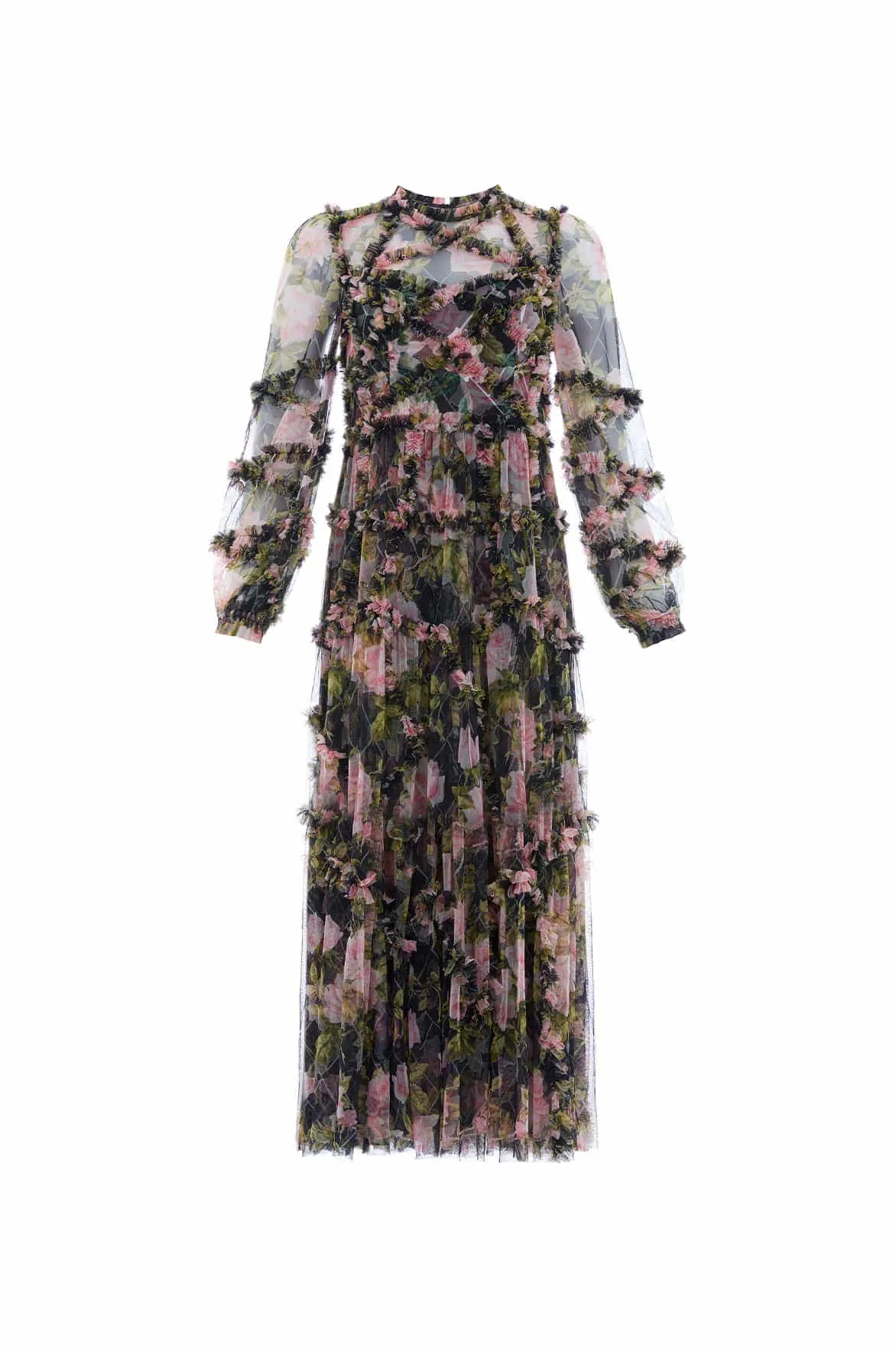 English Rose Diamond Ruffle Ballerina Dress Warm Season