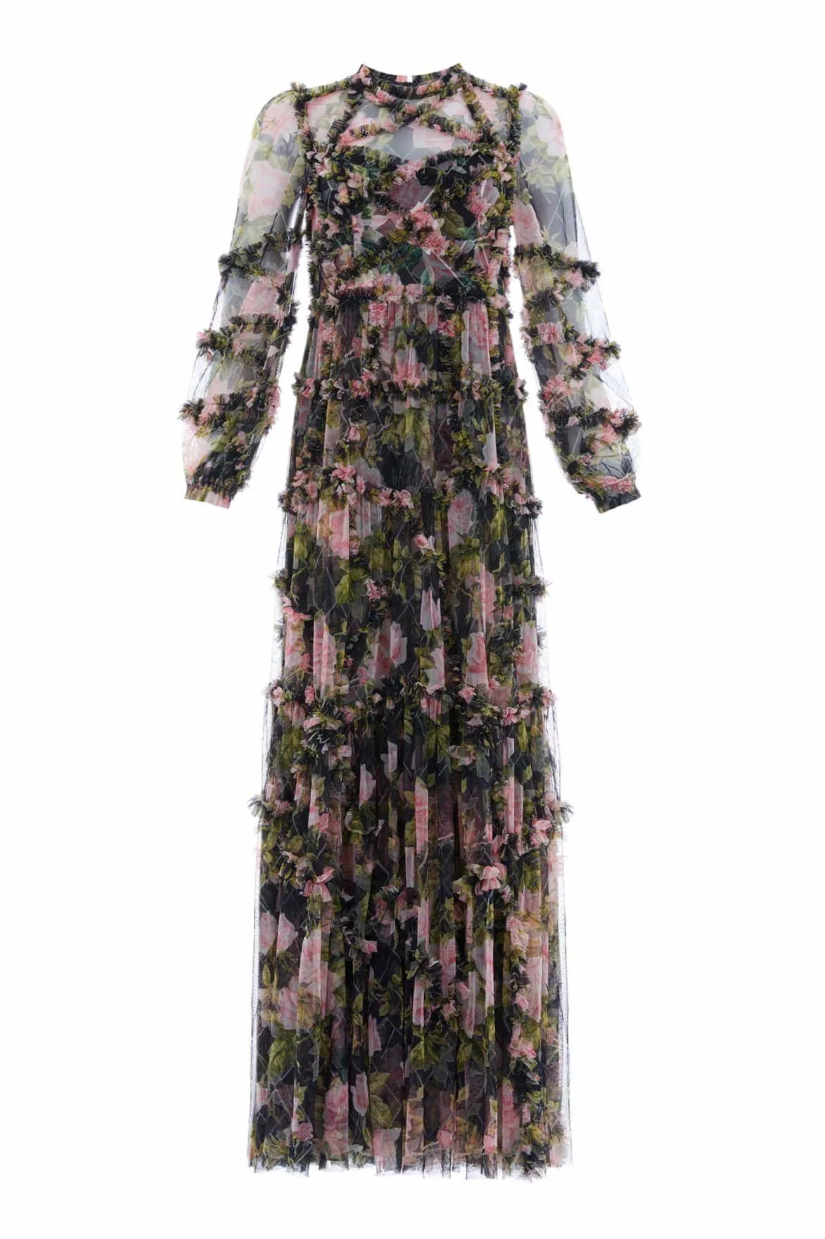 English Rose Diamond Ruffle Gown Earthy Hue Breathable