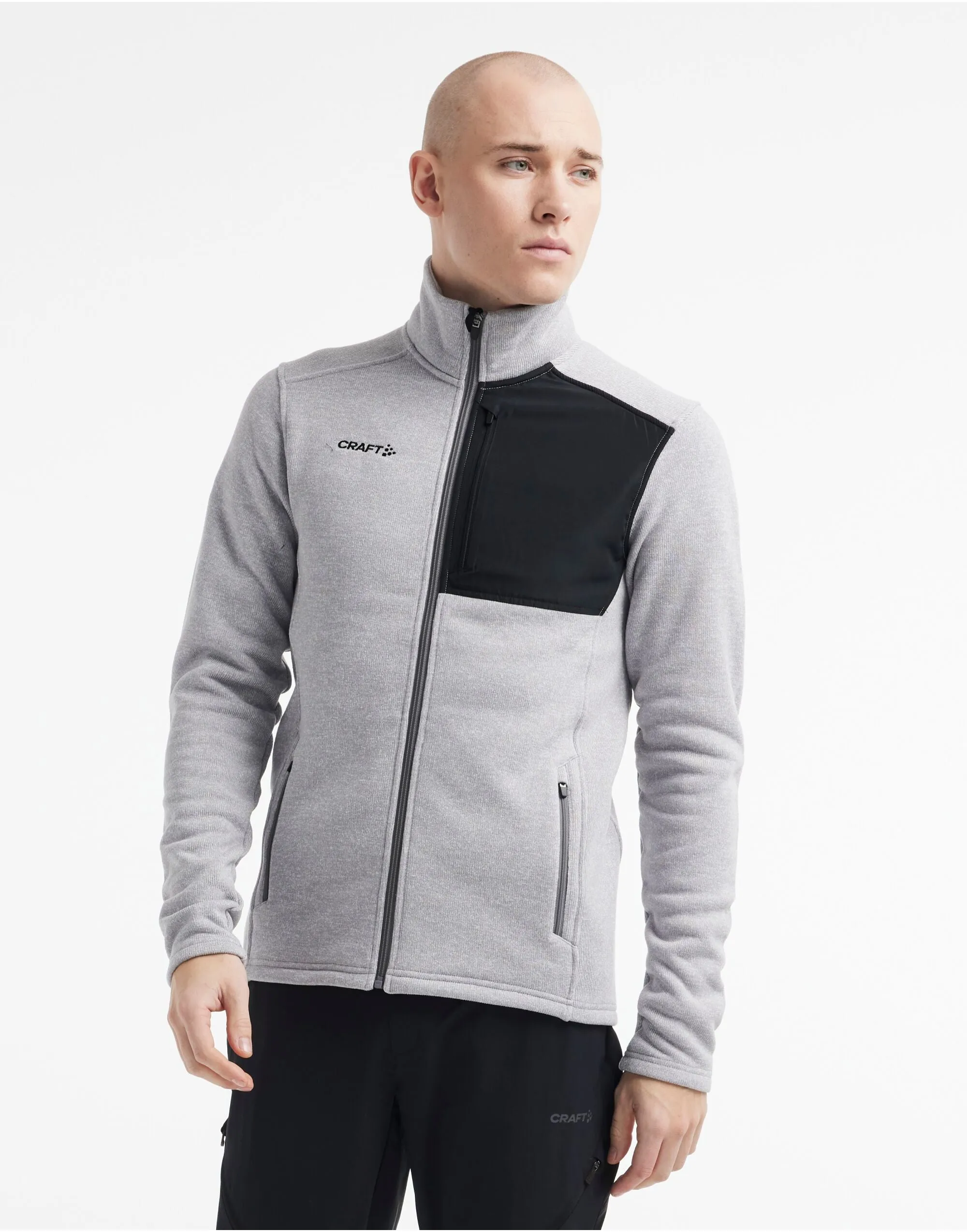 Mens ADV Explore Heavy Fleece Jacket | GREY MELANGE/BLACK PreShrunk Material Compact Layer