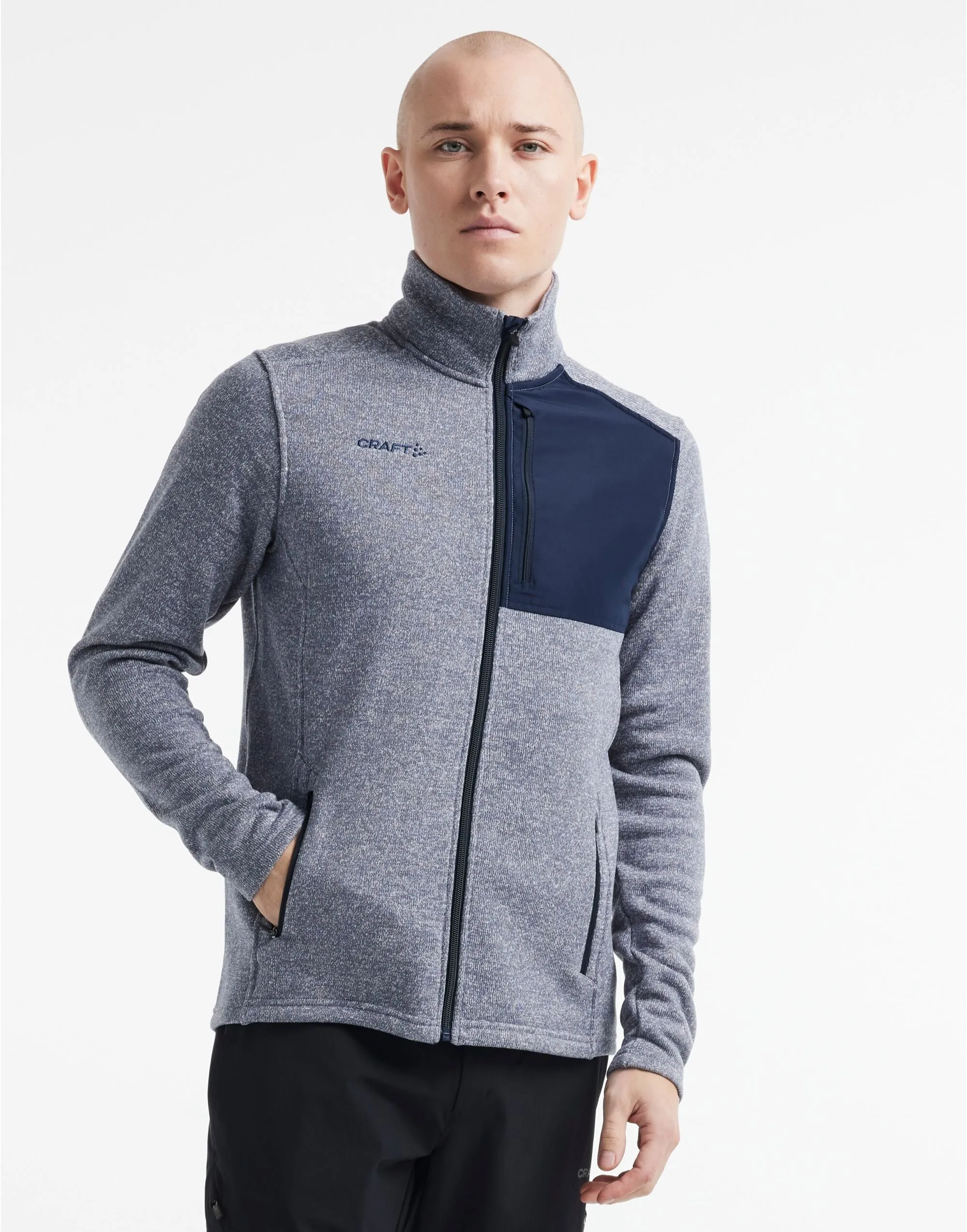 Mens ADV Explore Heavy Fleece Jacket | GREY MELANGE/BLACK Two Tone Trim