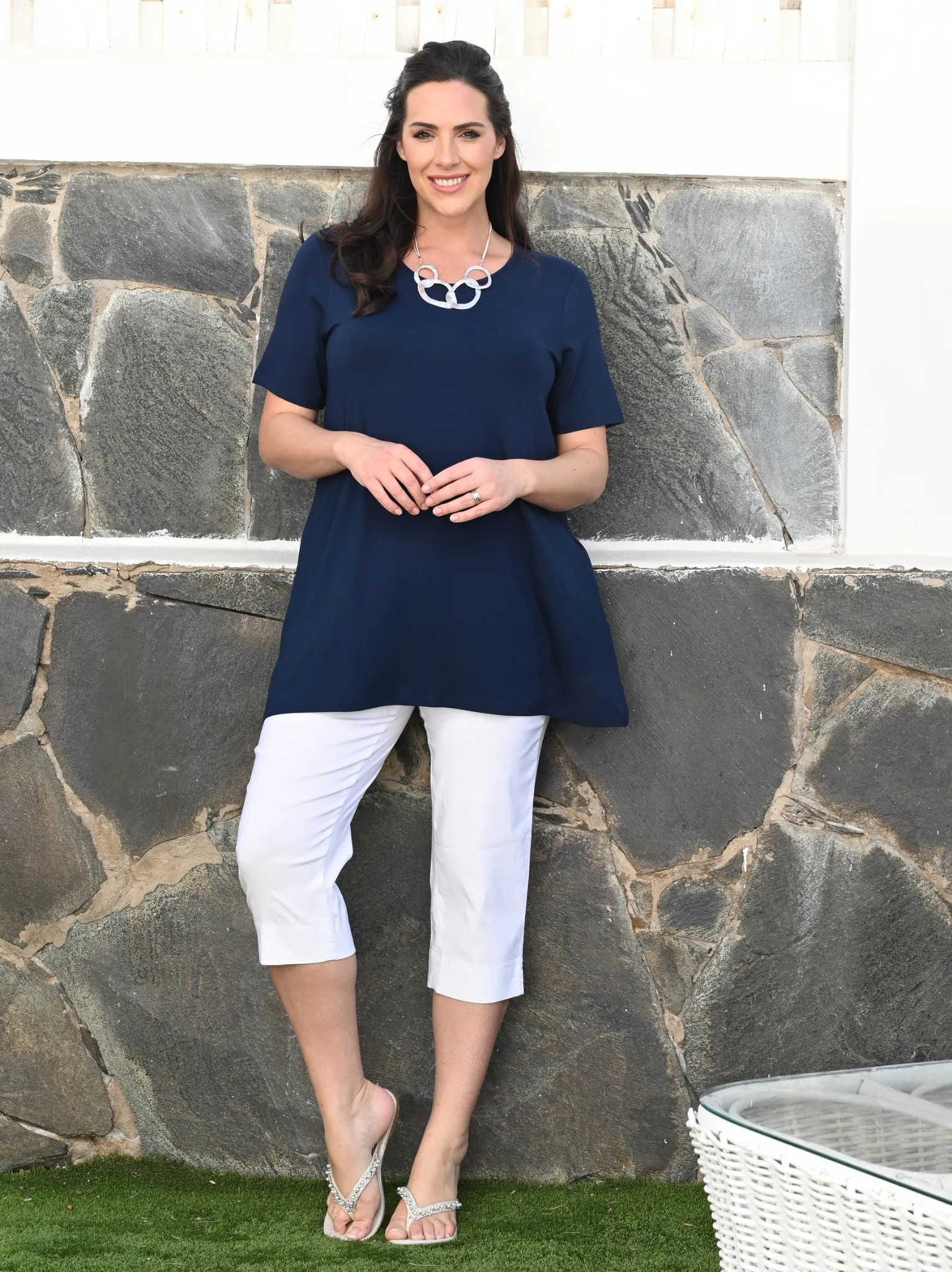 Marie 07 by Robell Crop Trouser - White UltraSoftLining