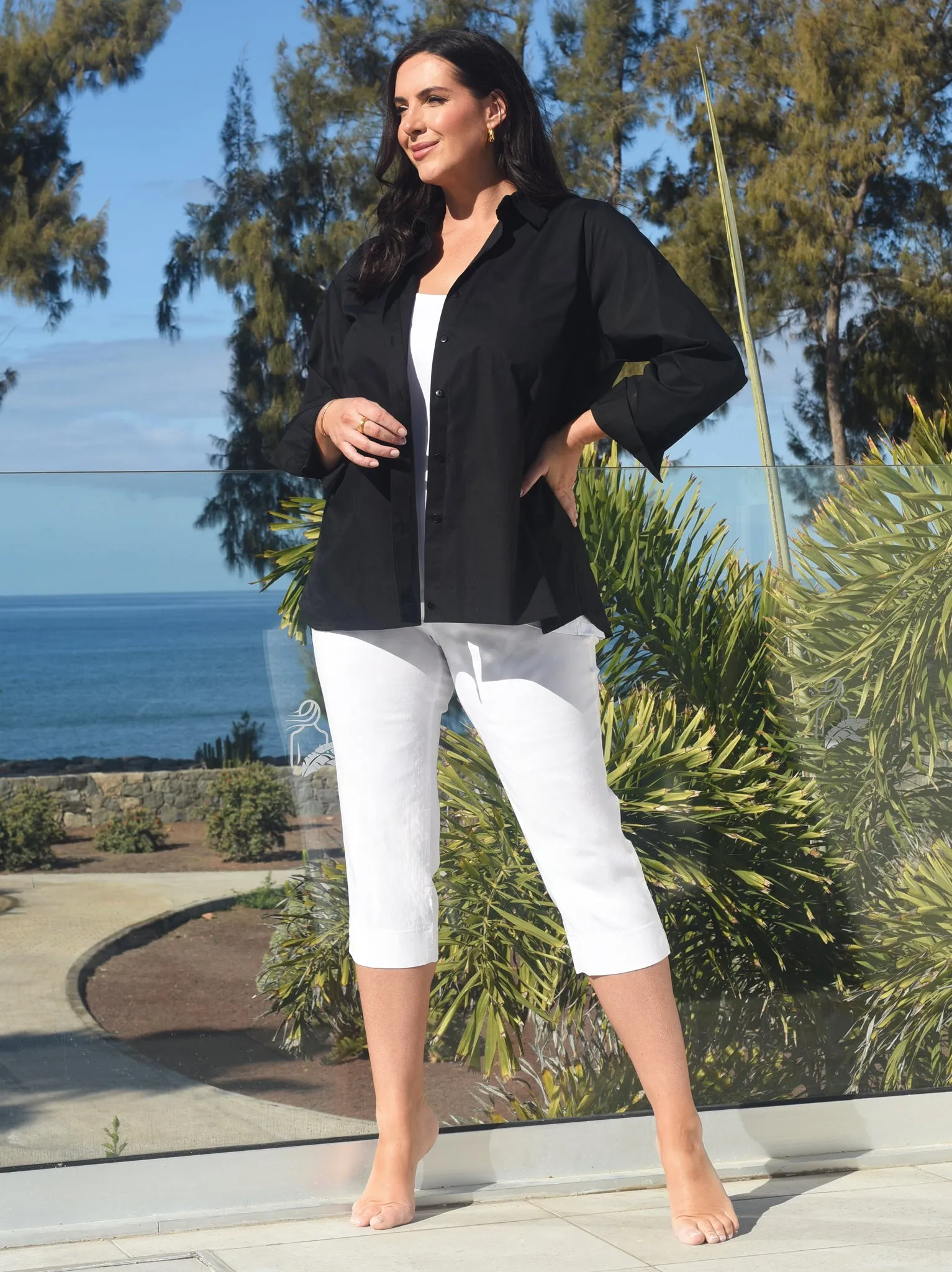 ComfortWaistband Tight Cut Marie 07 by Robell Crop Trouser - White