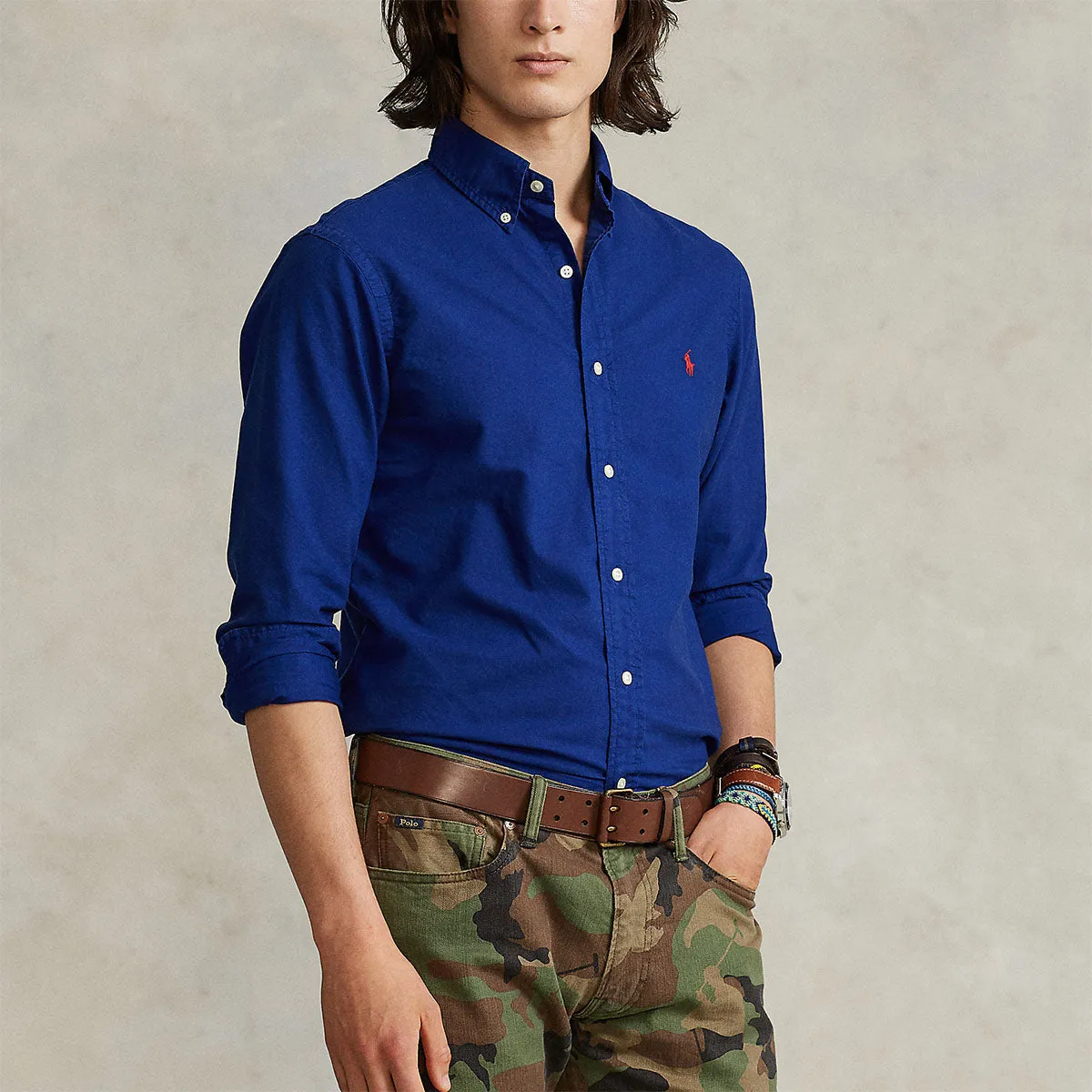 Informal charm Polo Ralph Lauren - Slim Fit Long Sleeve Sport Shirt in Blue