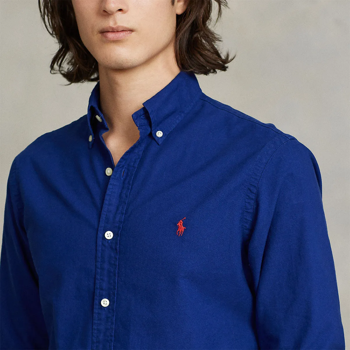 Fashionable Trendy Layering Polo Ralph Lauren - Slim Fit Long Sleeve Sport Shirt in Blue