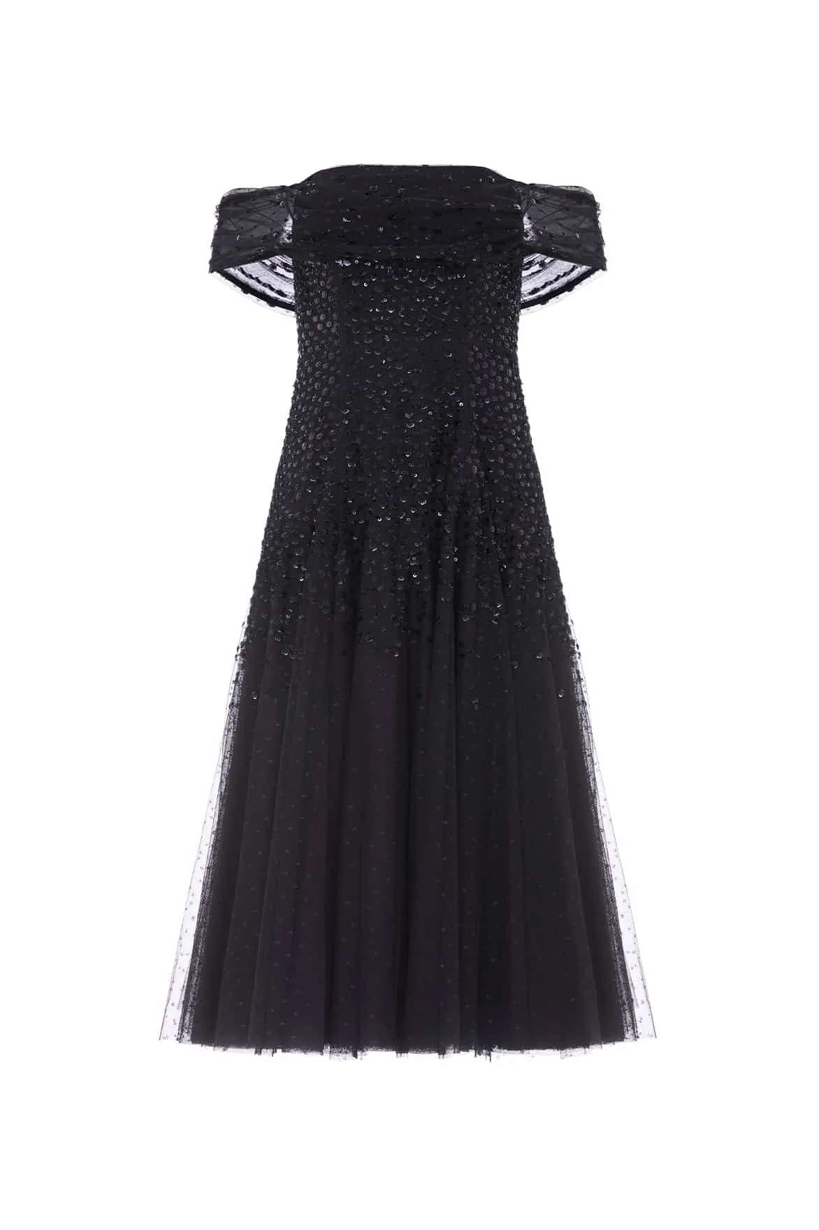 Free Step Dappled Sequin Draped Off-Shoulder Midaxi Dress