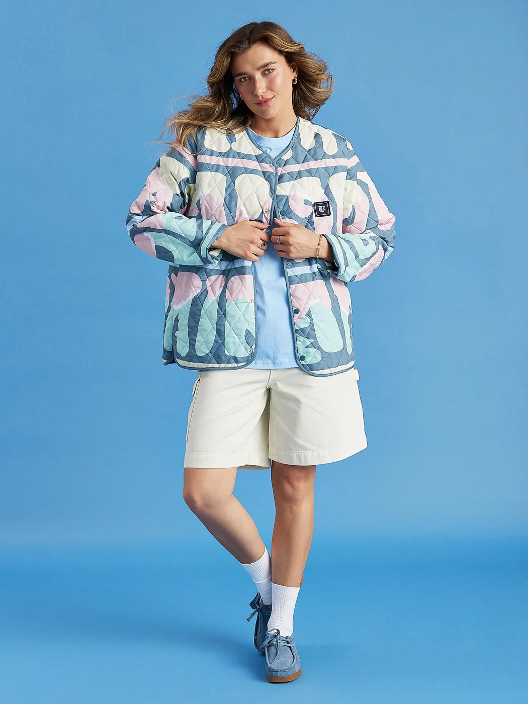 Everest Retro Pattern Quilted Jacket Transitional Weather Piece RipResistant Reinforcement