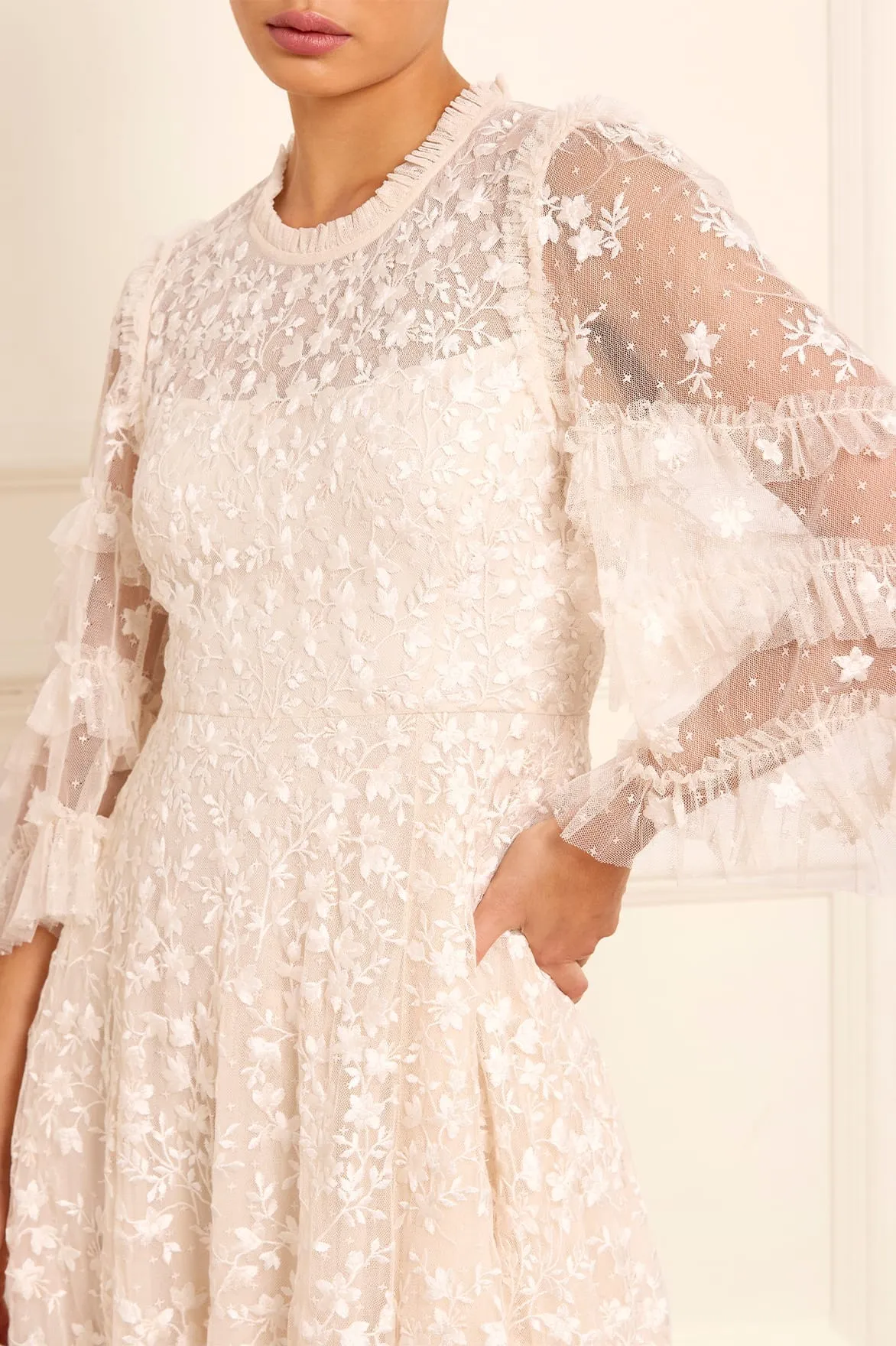 Everett Bloom Round Neck Ankle Gown garden party Sophisticated Vibe