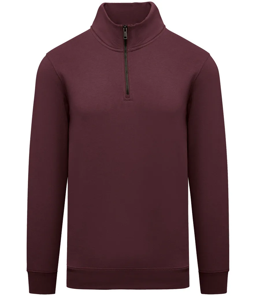 Quarter Zip Sweatshirt | DARK CHERRY Soft Texture Yarn Dyed Fabric