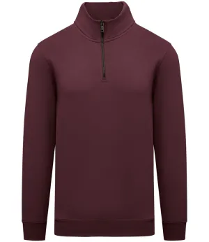 Quarter Zip Sweatshirt | DARK CHERRY Soft Texture Yarn Dyed Fabric