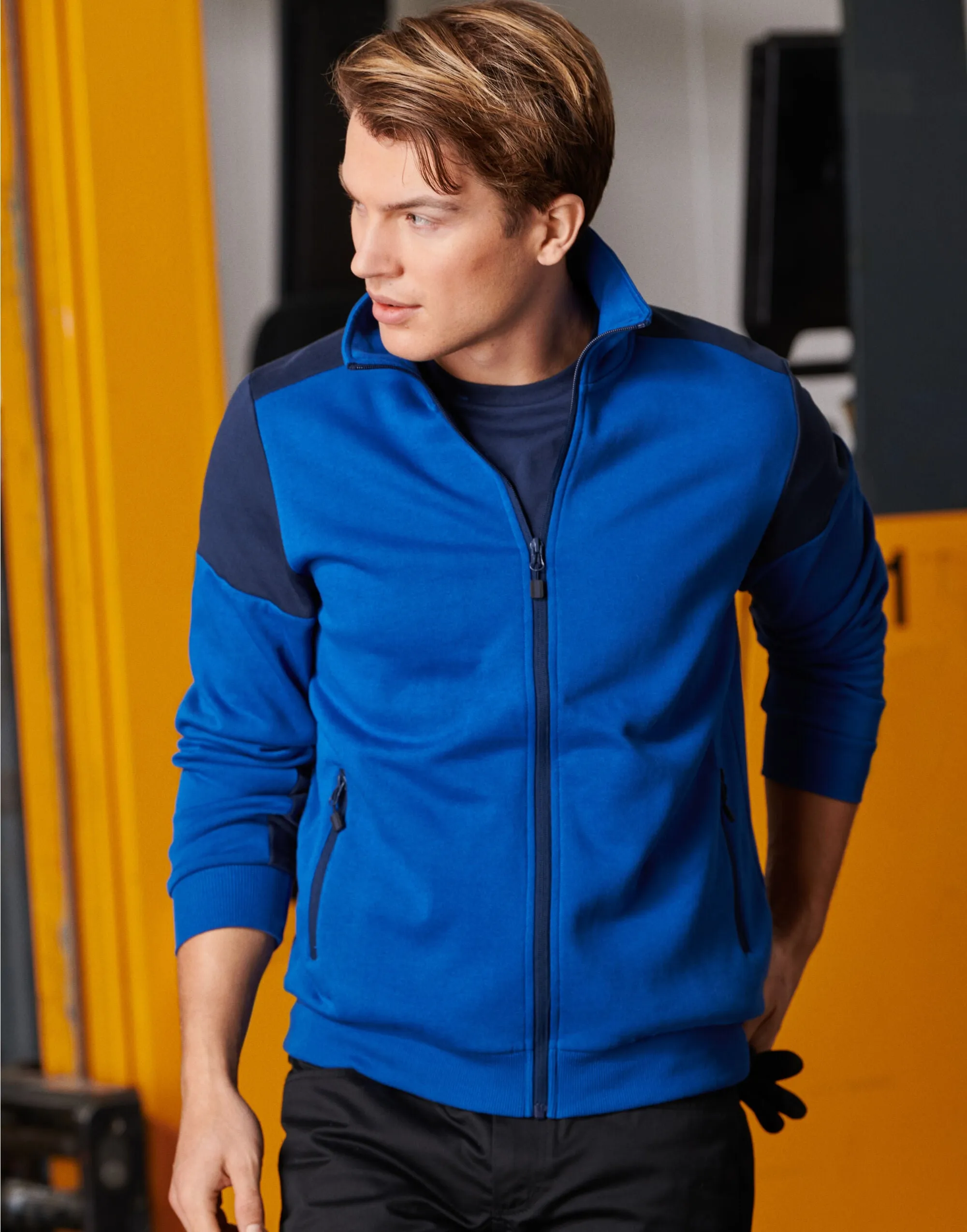 Running Layer Two Tone Full Zip Sweatshirt | NAVY/COBALT