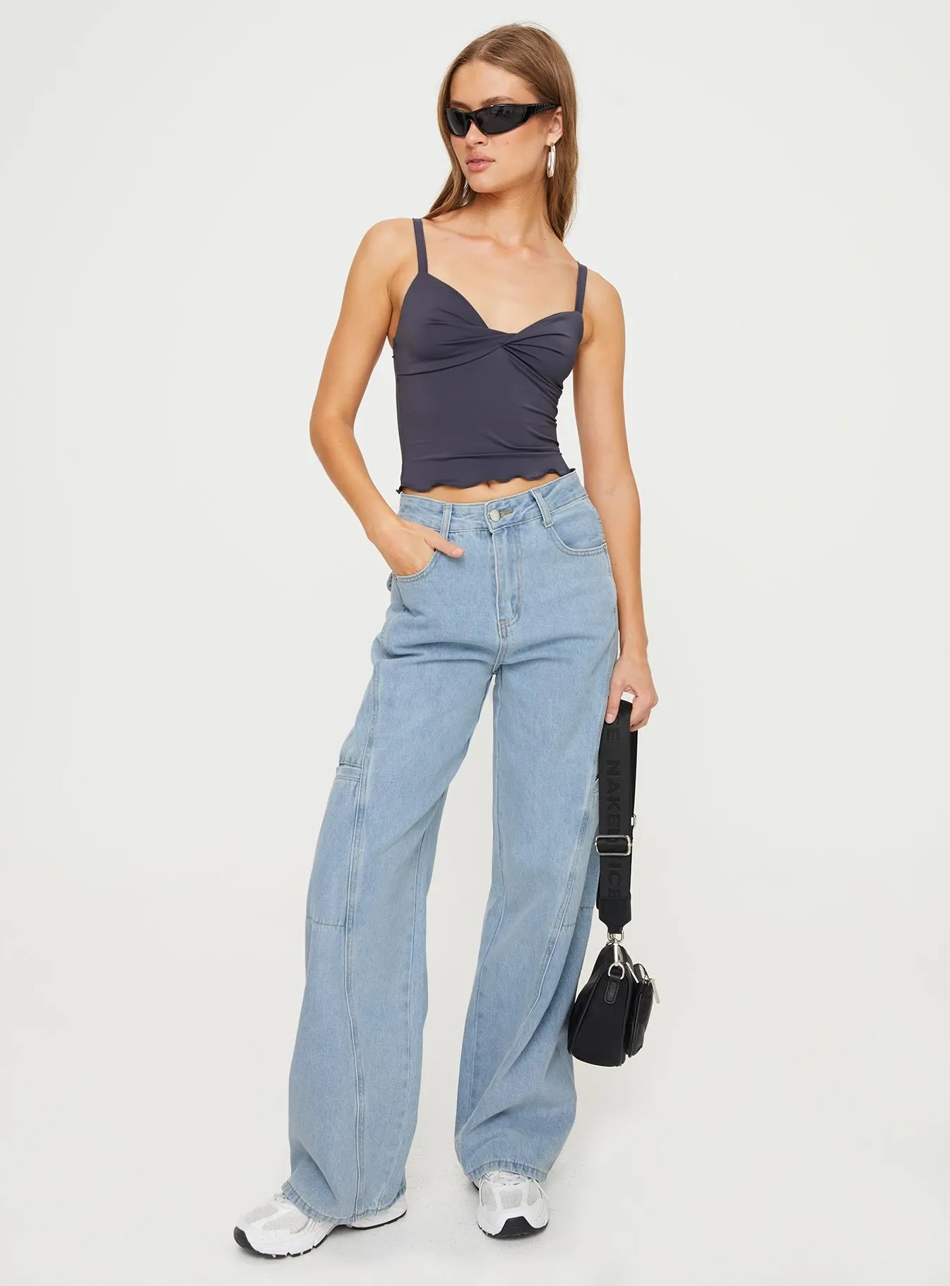Keanna Cargo Jeans Sanded Seam Comfort Style Essential