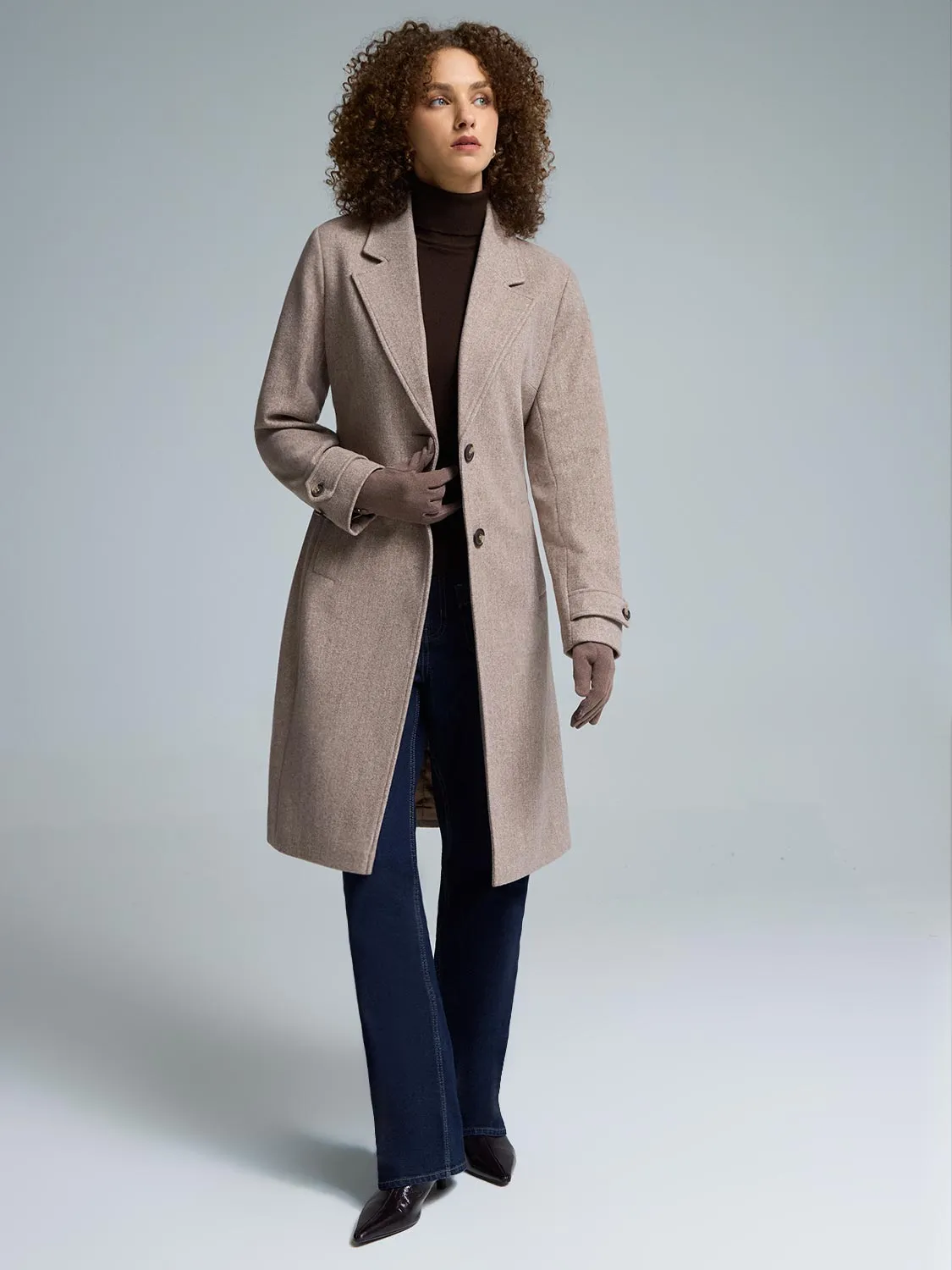 Casual Classic Statement Outerwear Faux Wool Wrap Coat