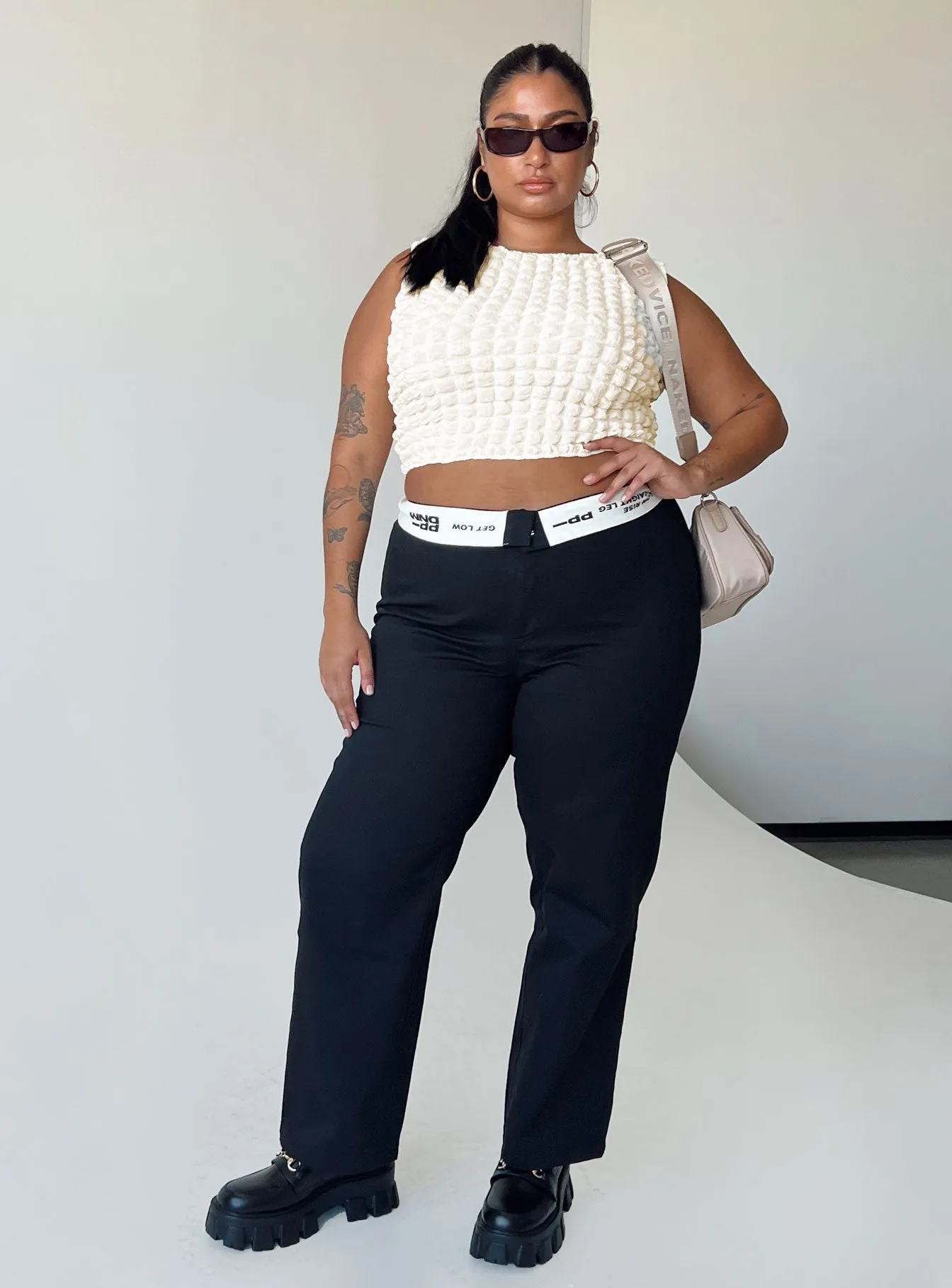 Sleek Comfort Dava Low Rise Pants Black Curve